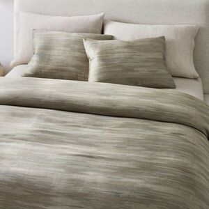 ❤️BUY 2 GET 1 FREE  West Elm Silky TENCEL™ Striated Duvet Cover, Color: Elm